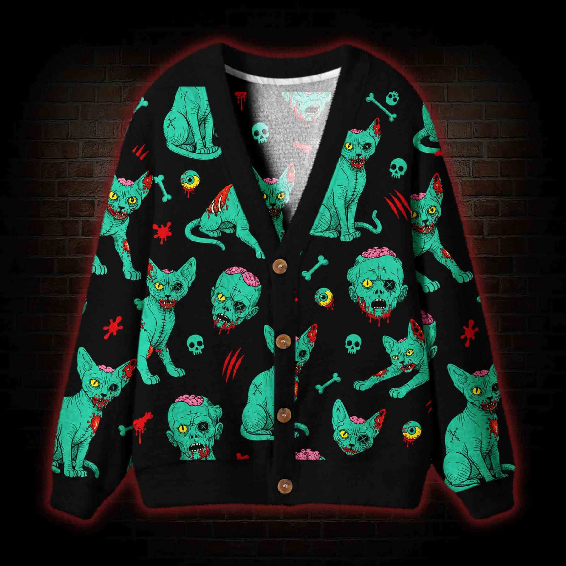 Zombie Brain Cardigan Sweater