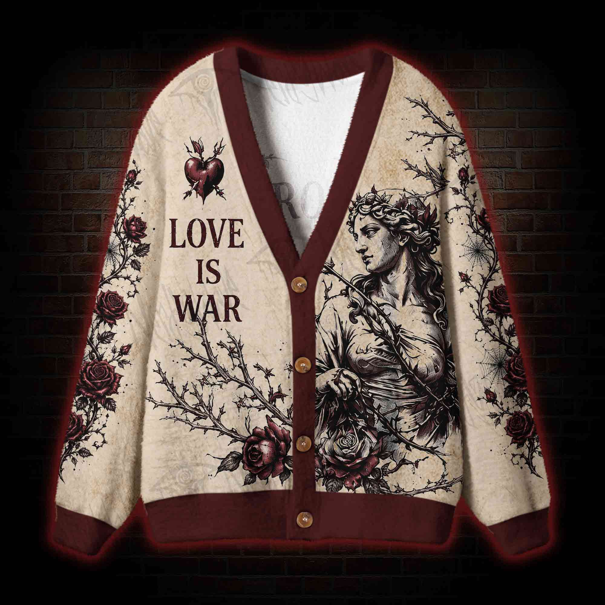 Love is War Greek Mythology Cardigan Sweater