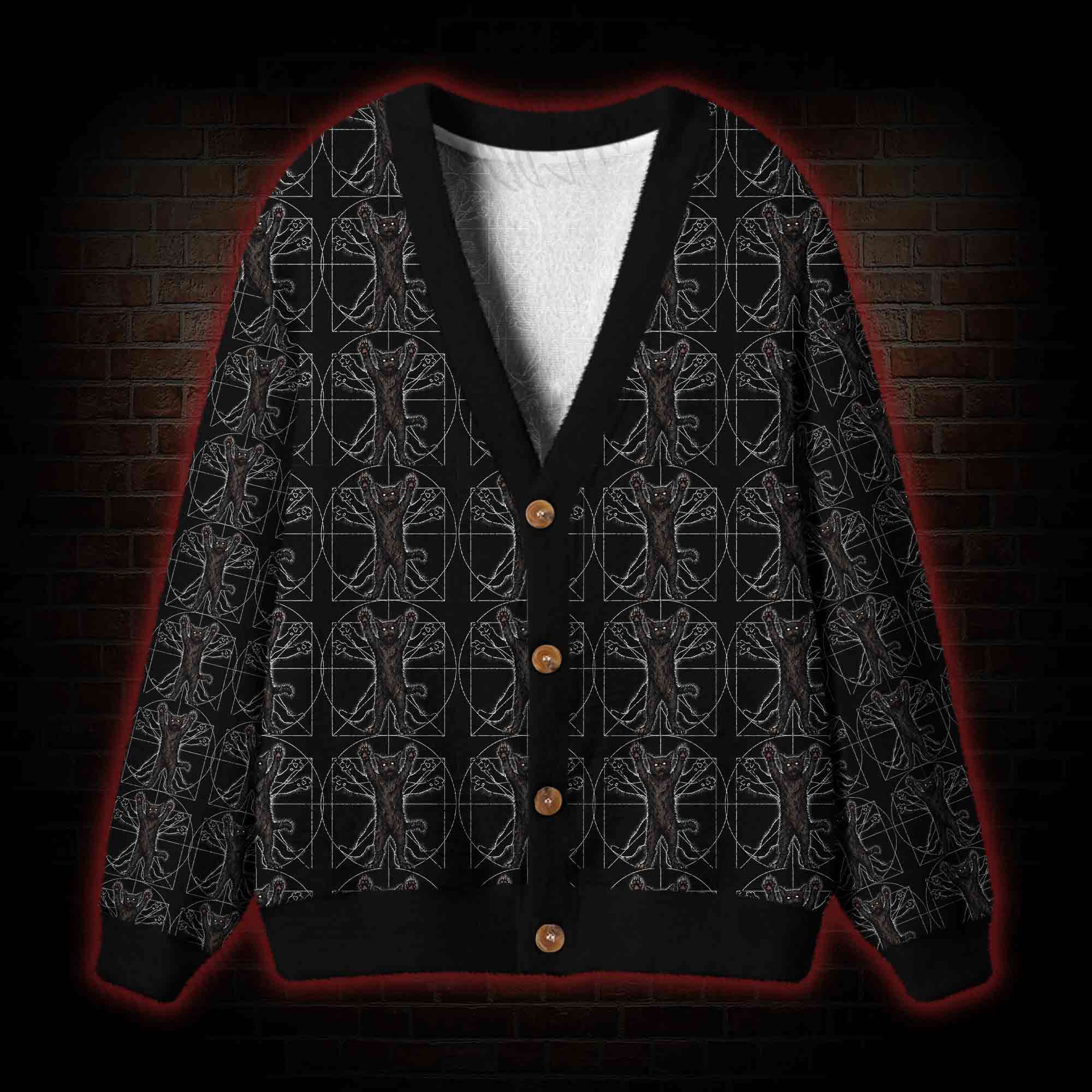 The Vitruvian Cat Cardigan Sweater