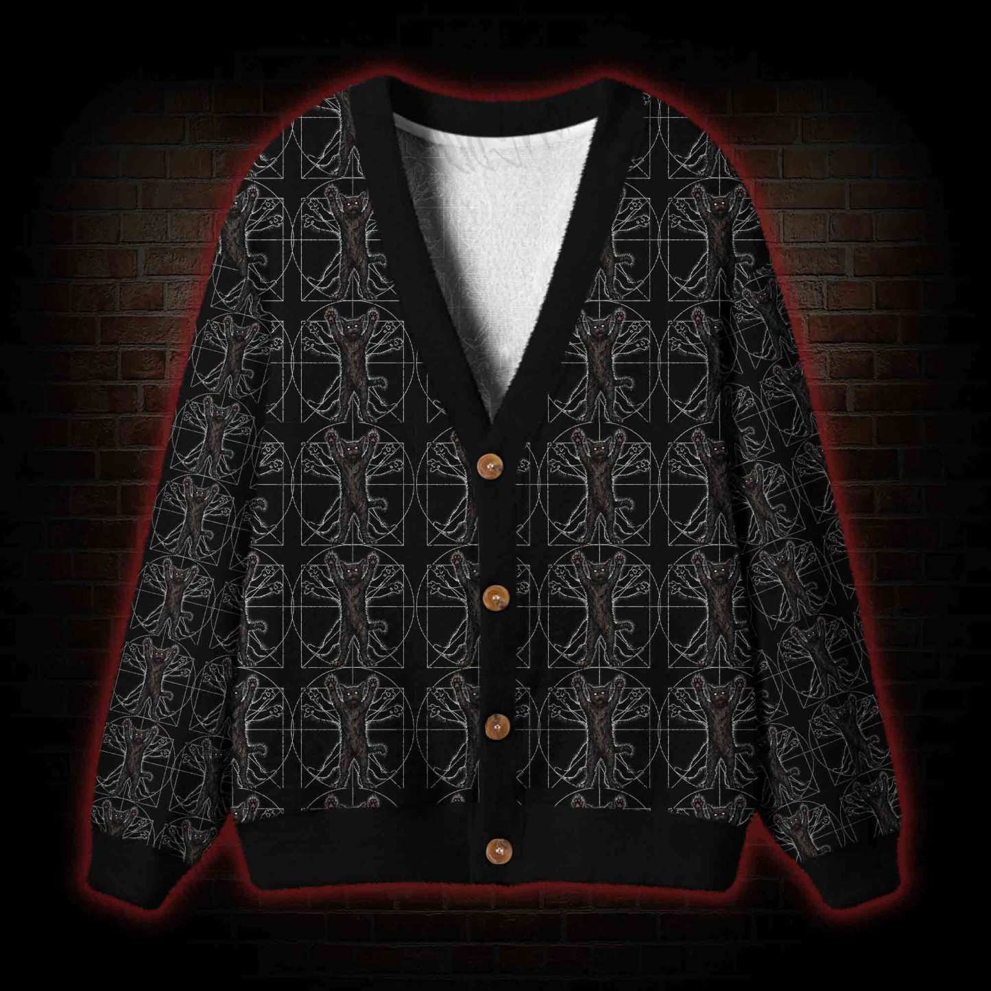 The Vitruvian Cat Cardigan Sweater
