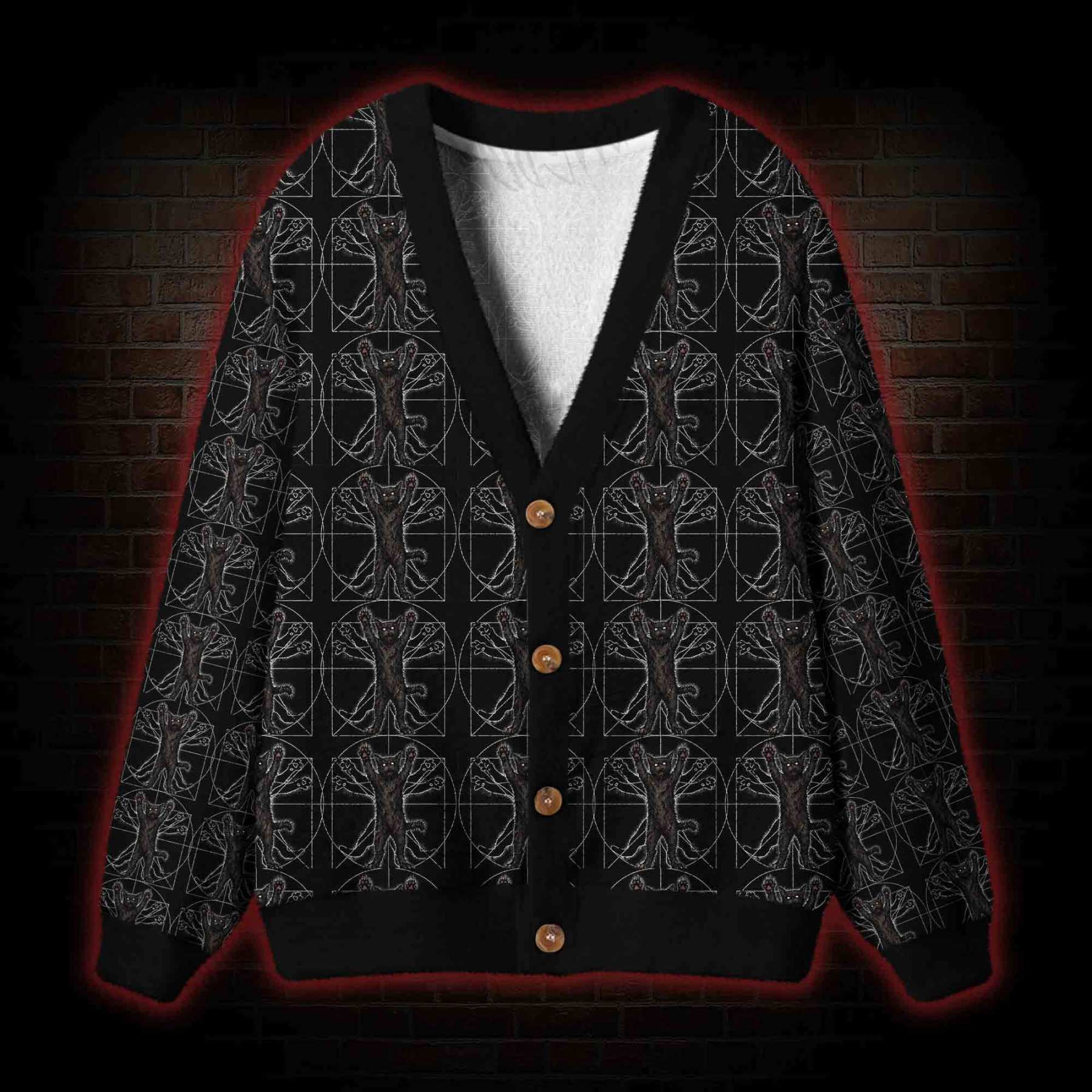 The Vitruvian Cat Cardigan Sweater