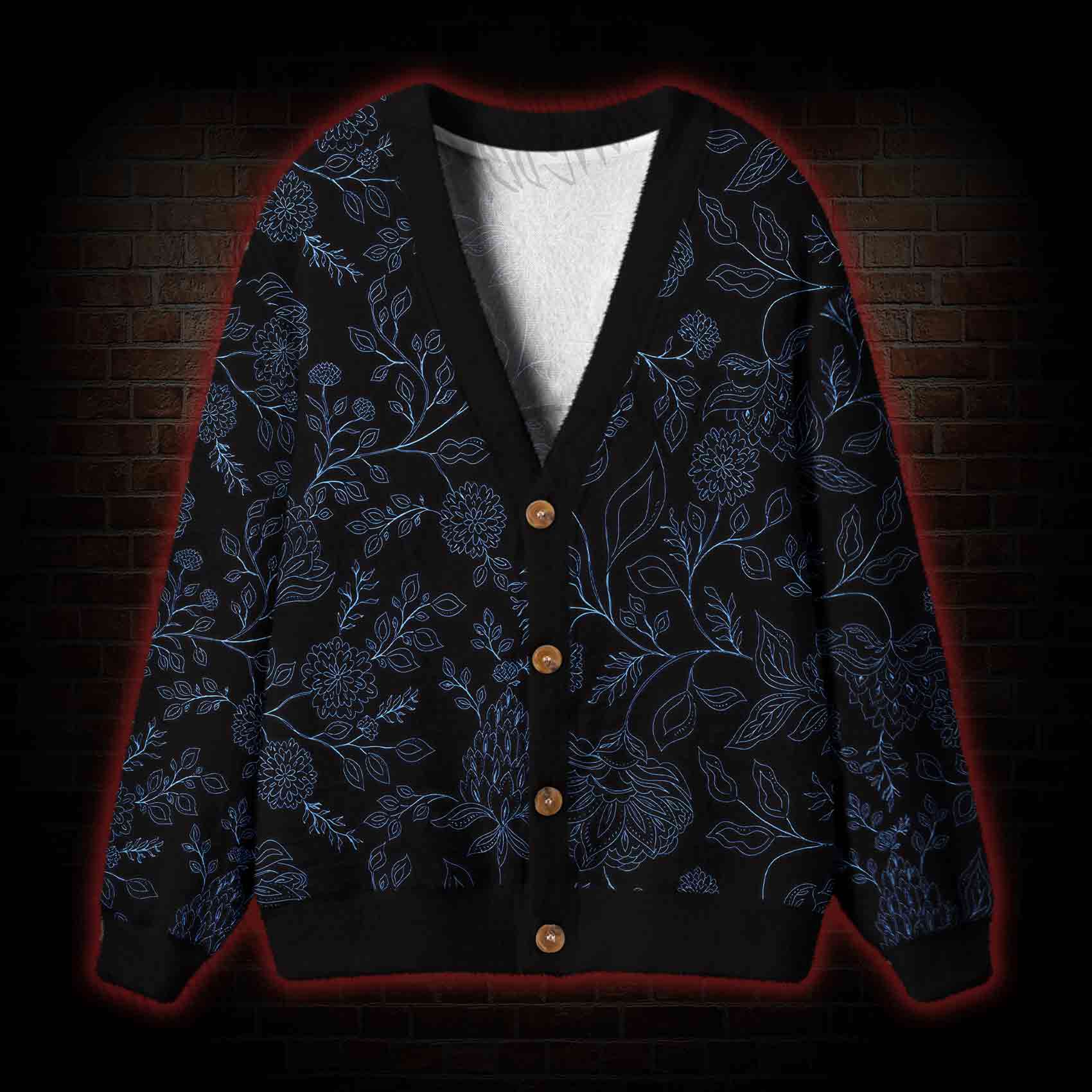 Gothic Botanical Cardigan Sweater