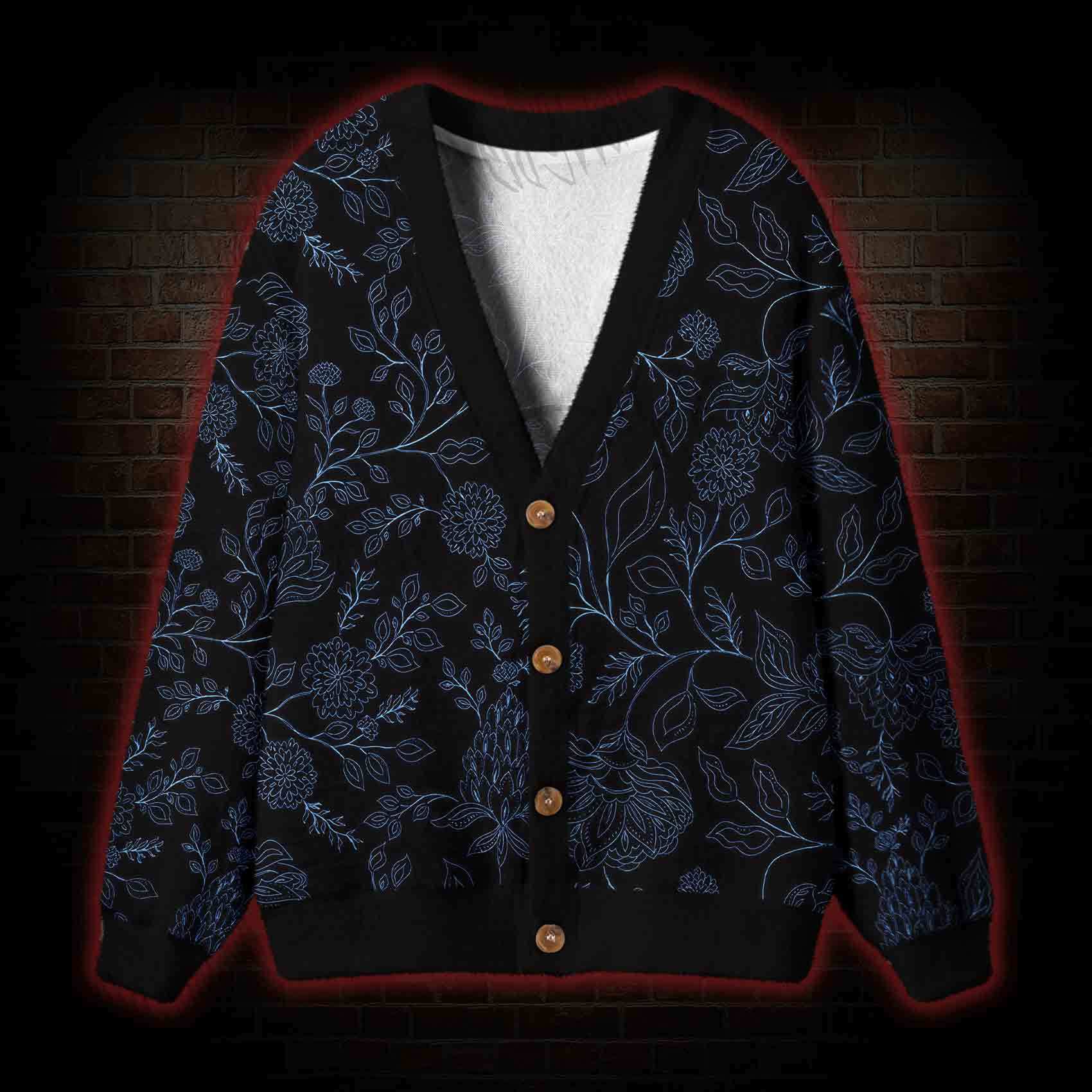 Gothic Botanical Cardigan Sweater