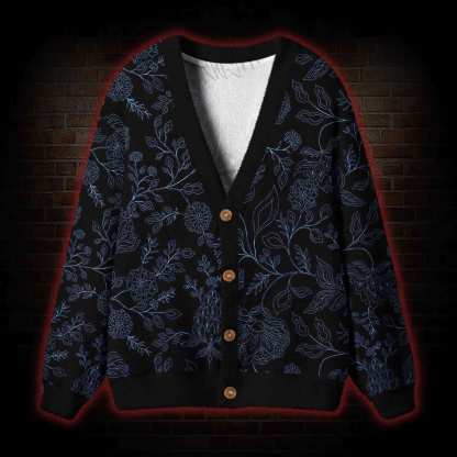 Gothic Botanical Cardigan Sweater