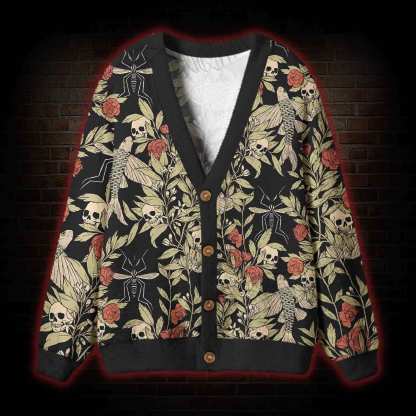 Skull and Flying Fish Cardigan Sweater