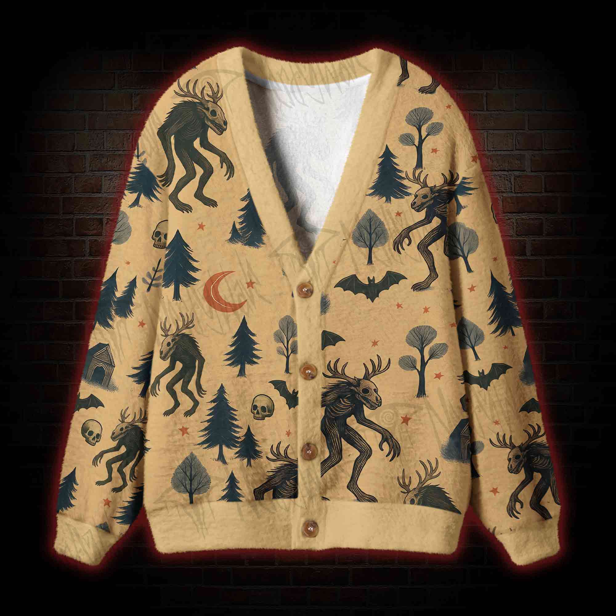 Wendigo in the Forest Cardigan Sweater