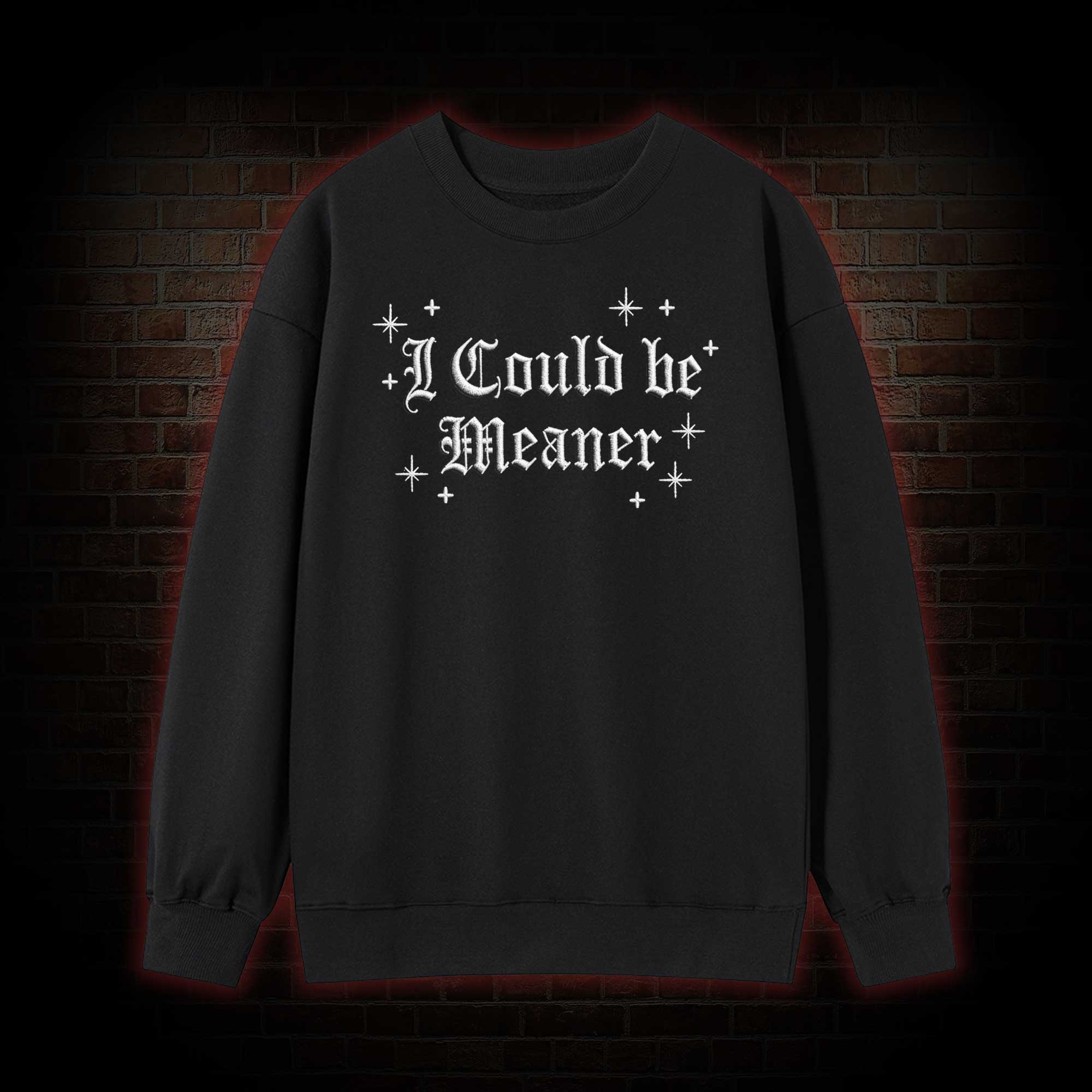 A Little Ray of Pitch Black Embroidered Sweatshirt