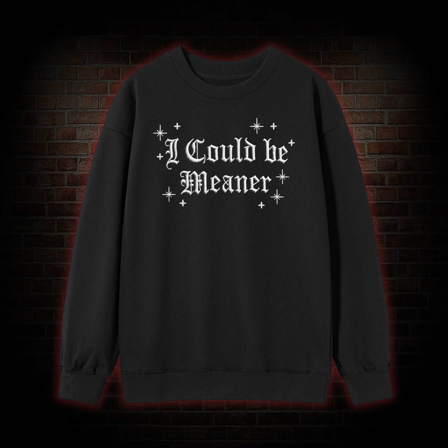 A Little Ray of Pitch Black Embroidered Sweatshirt
