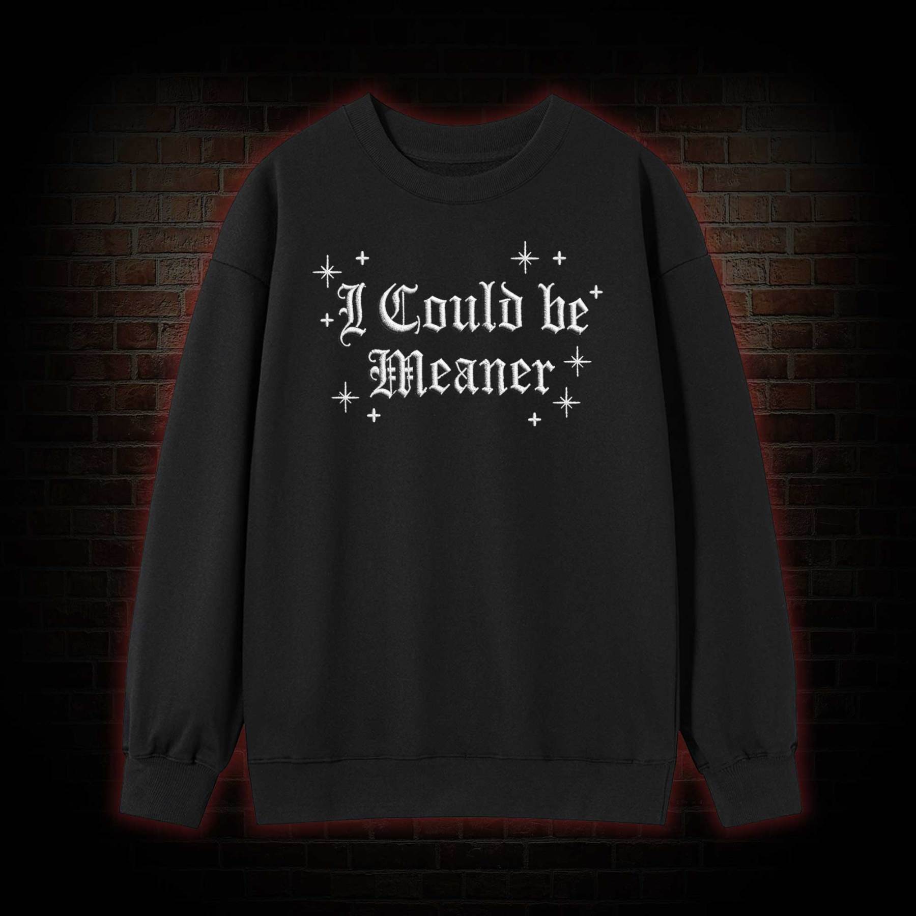 A Little Ray of Pitch Black Embroidered Sweatshirt