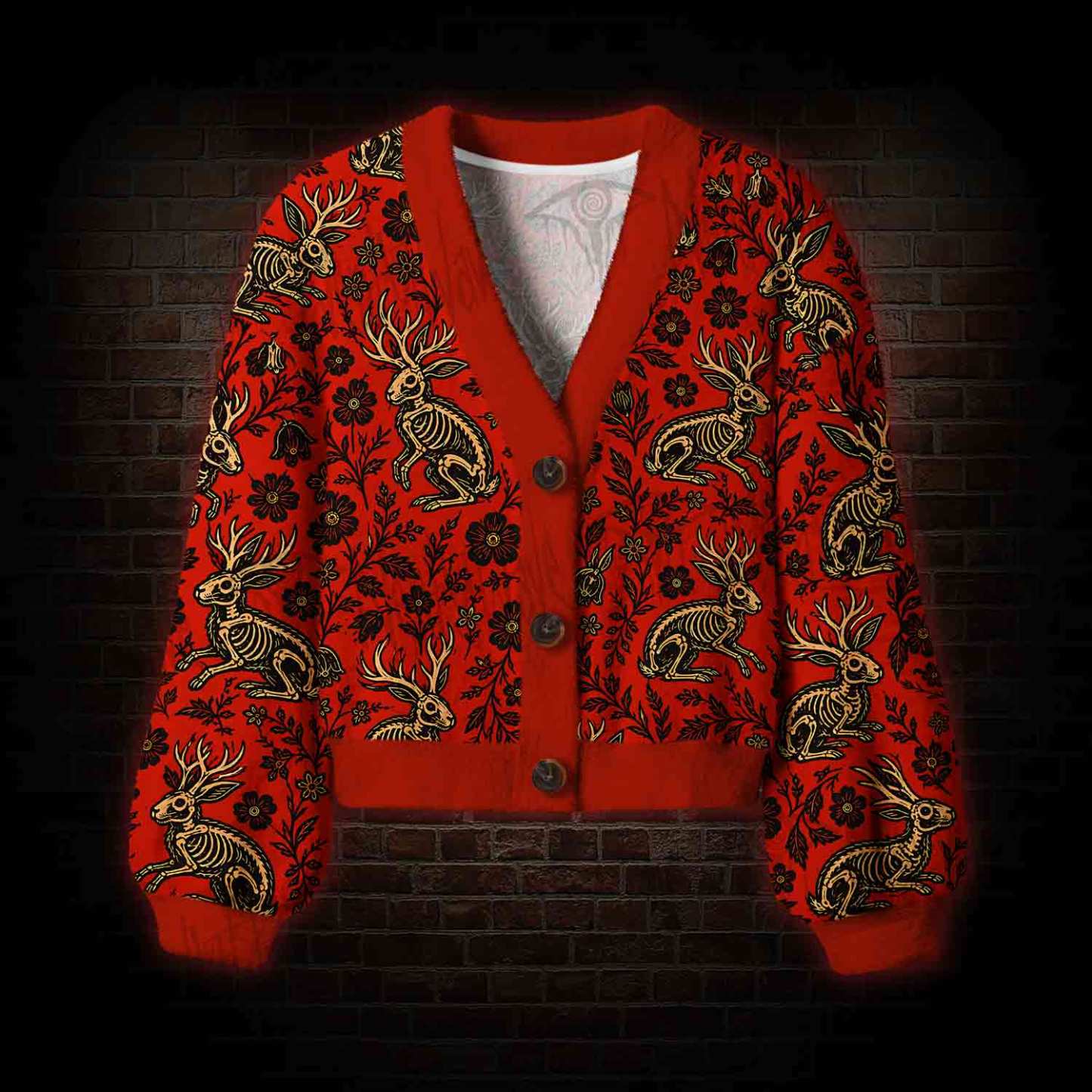 Jacklope and Flower Women's Cardigan Sweater