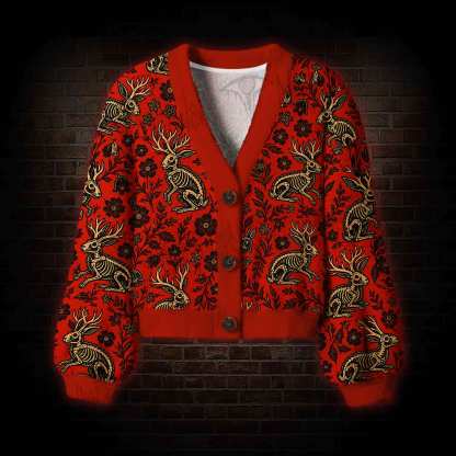 Jacklope and Flower Women's Cardigan Sweater