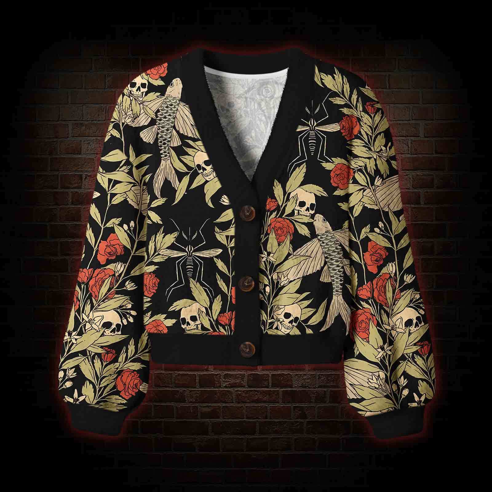 Skull and Flying Fish Women's Cardigan Sweater