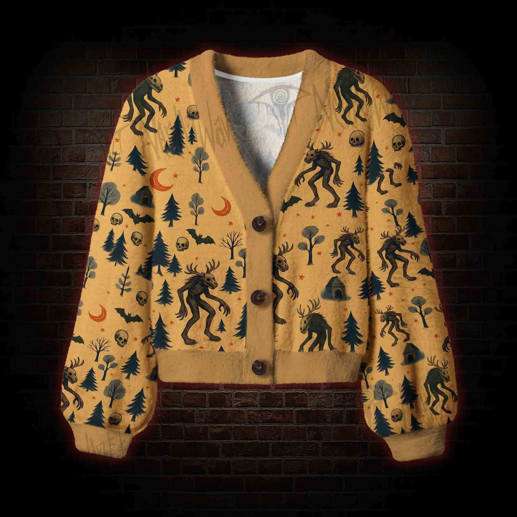 Wendigo in the Forest Women's Cardigan Sweater