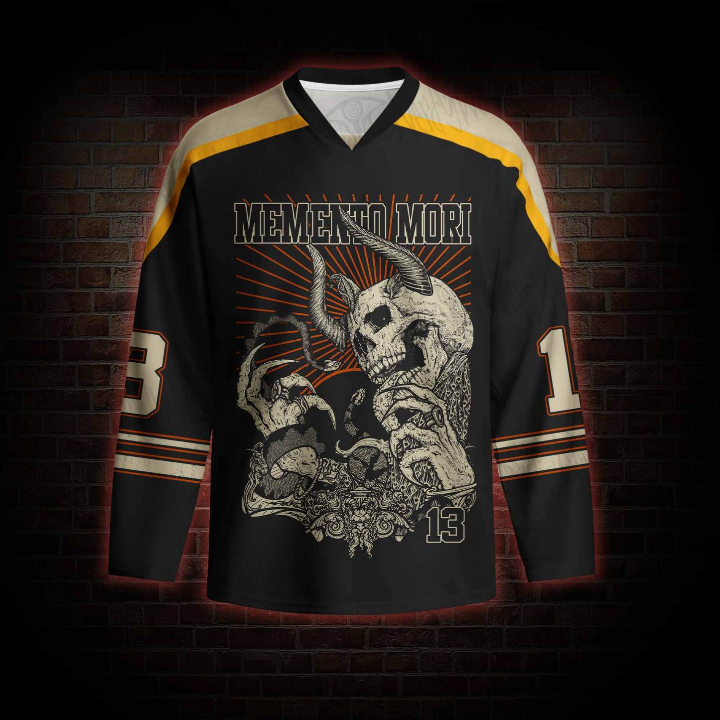 Memento Mori Horror Long Sleeve Hockey Jersey