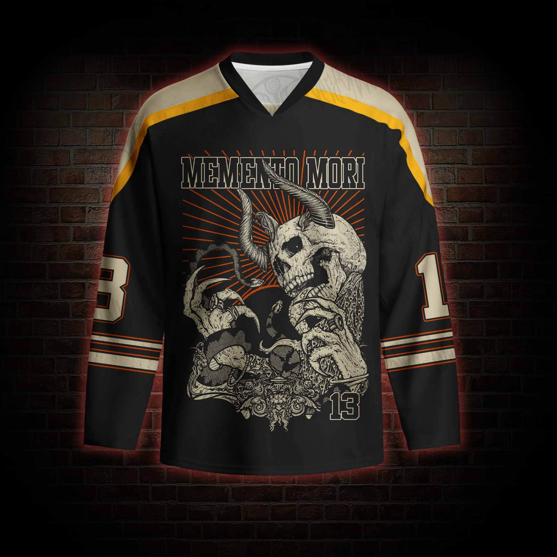 Memento Mori Horror Long Sleeve Hockey Jersey