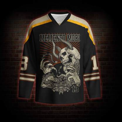 Memento Mori Horror Long Sleeve Hockey Jersey