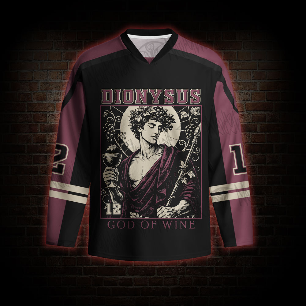 God of Wine Greek Mythology Long Sleeve Hockey Jersey