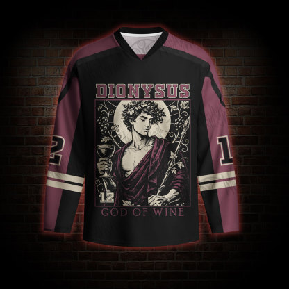 God of Wine Greek Mythology Long Sleeve Hockey Jersey