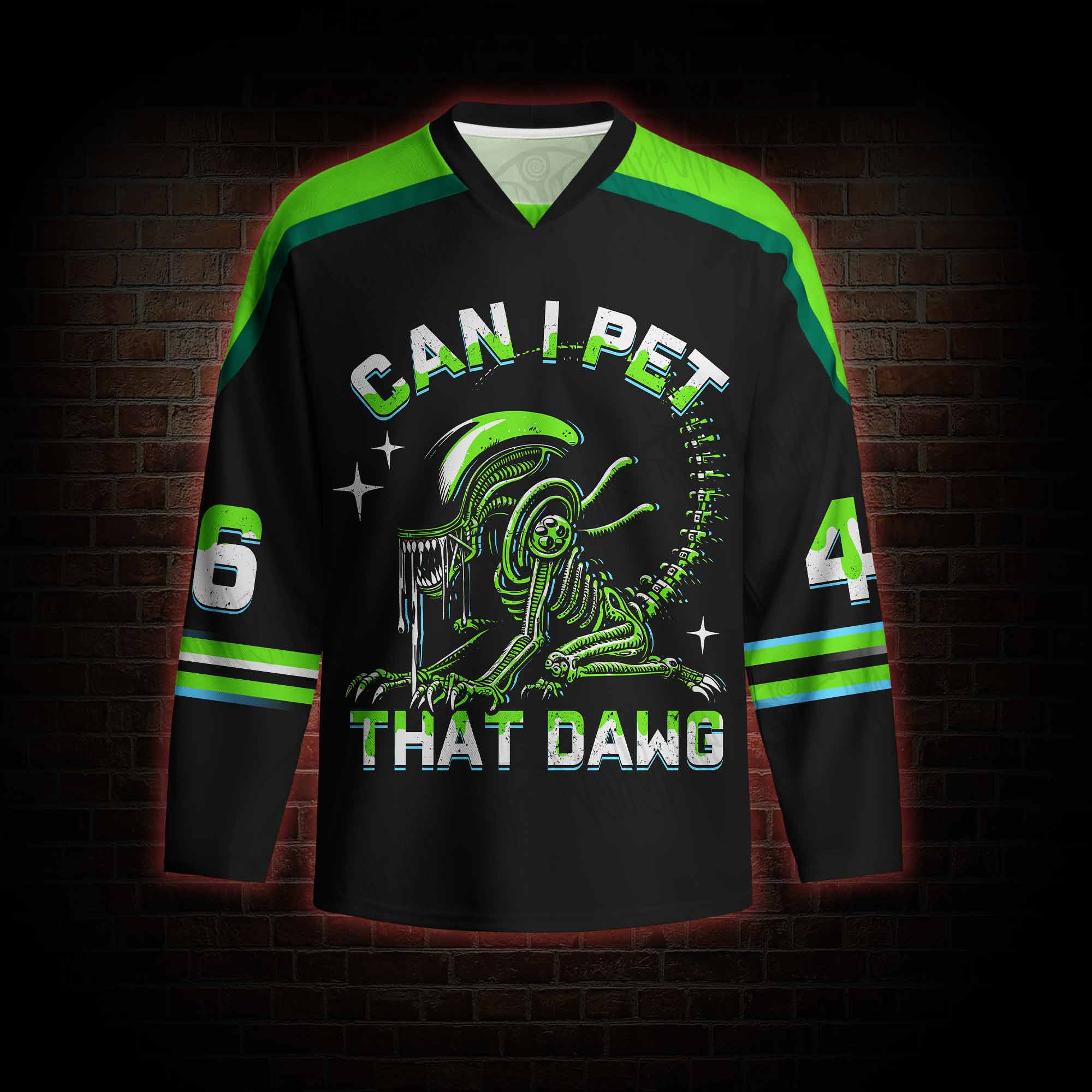 Can I Pet The Dog Long Sleeve Hockey Jersey