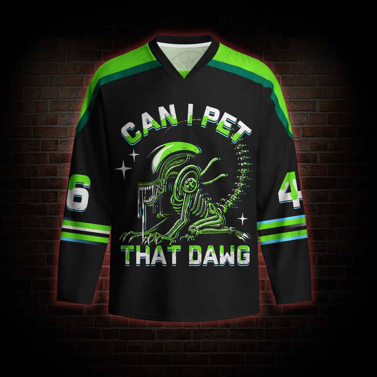 Can I Pet The Dog Long Sleeve Hockey Jersey