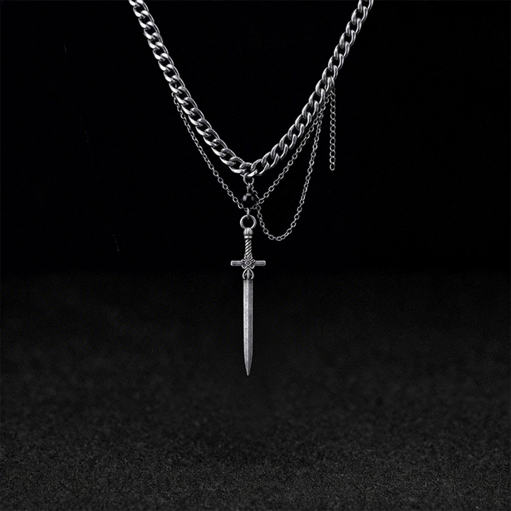 Layered Sword Pendant Necklace