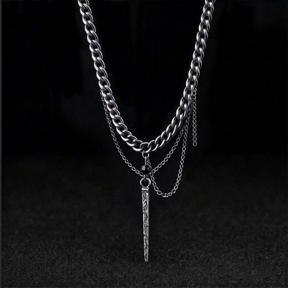Layered Nail Pendant Necklace