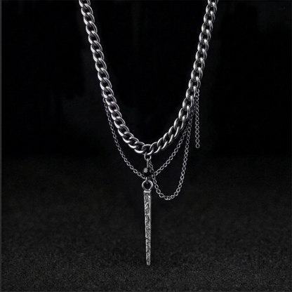Layered Nail Pendant Necklace