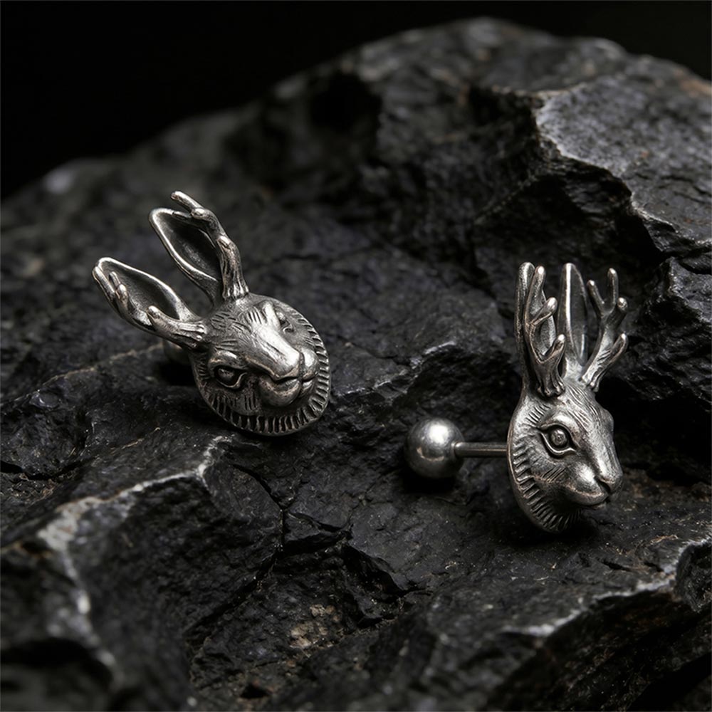 Cross Hare Stud Earring