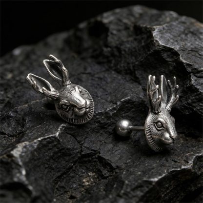 Cross Hare Stud Earring