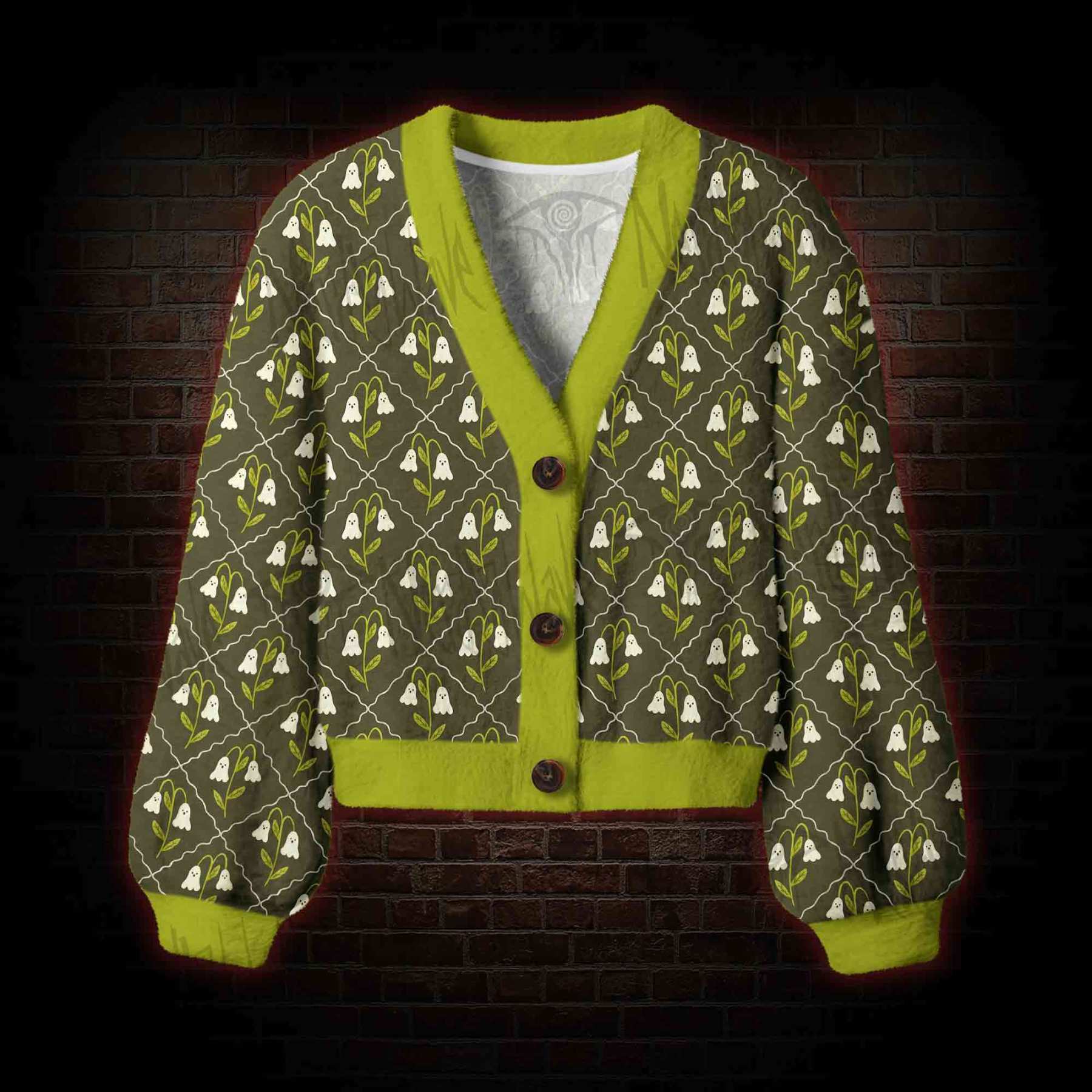 The Ghostly Bloom Women's Cardigan Sweater