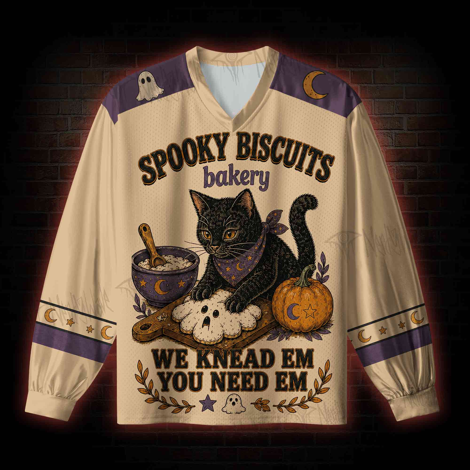 Spooky Biscuits V-Neck Long Sleeve Jersey