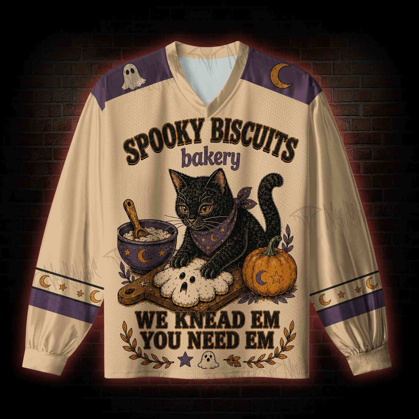 Spooky Biscuits V-Neck Long Sleeve Jersey
