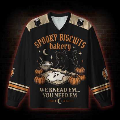 Spooky Biscuits Bakery V-Neck Long Sleeve Jersey