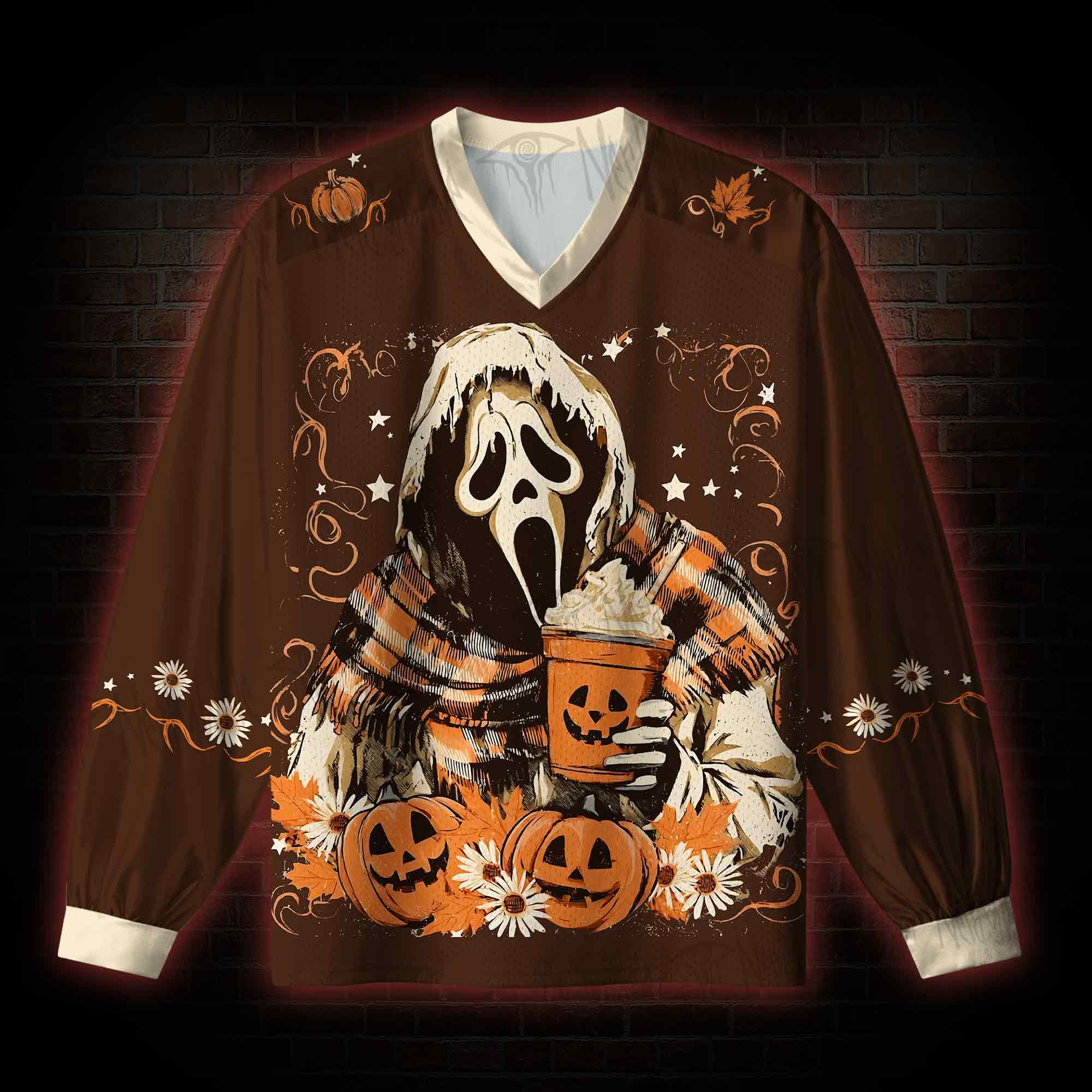 Pumpkin Scream V-Neck Long Sleeve Jersey