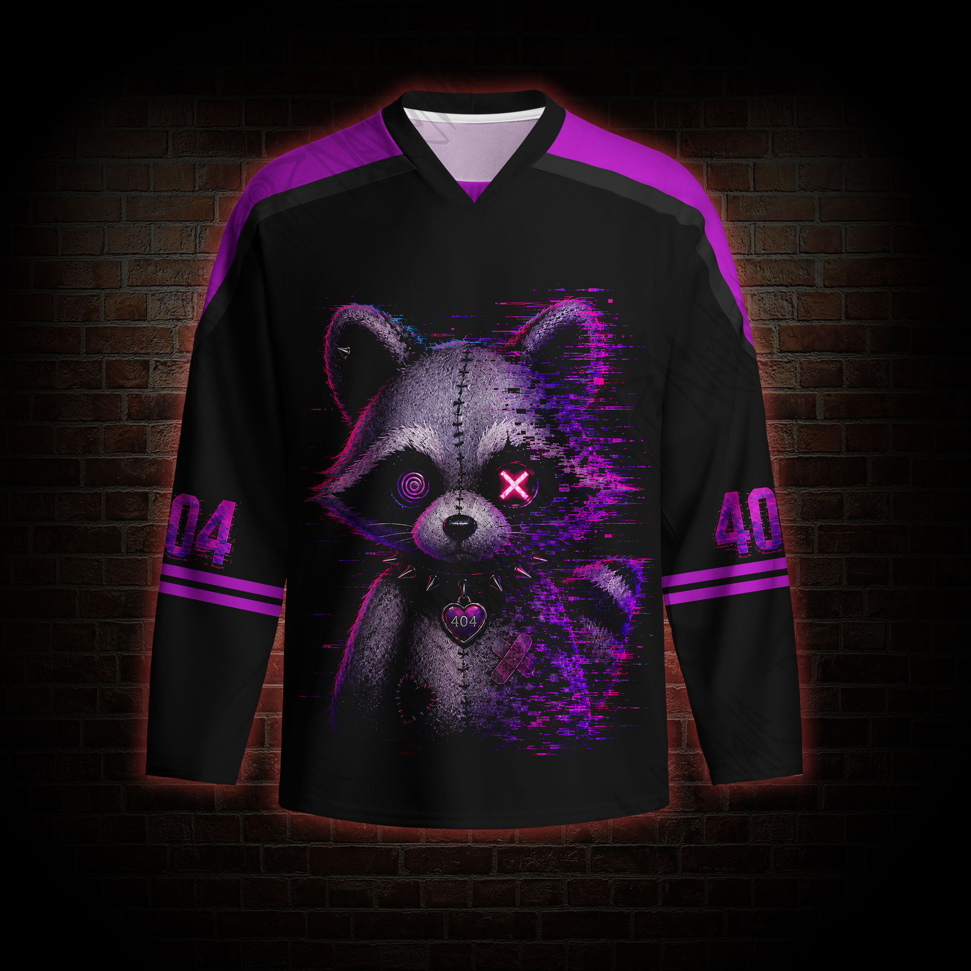 Error 404 Raccoon Long Sleeve Hockey Jersey
