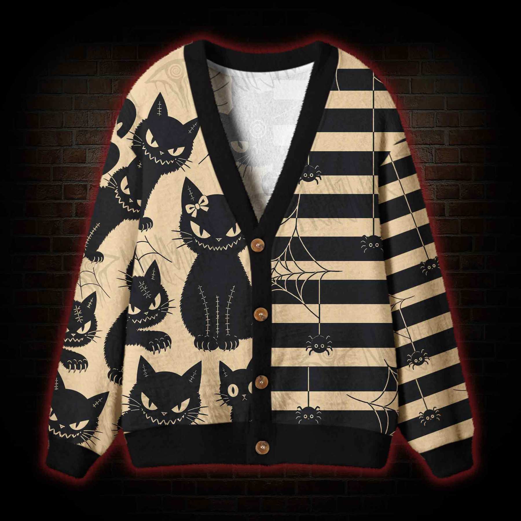 Mischief Black Cat Cardigan Sweater