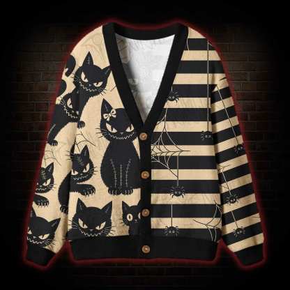 Mischief Black Cat Cardigan Sweater