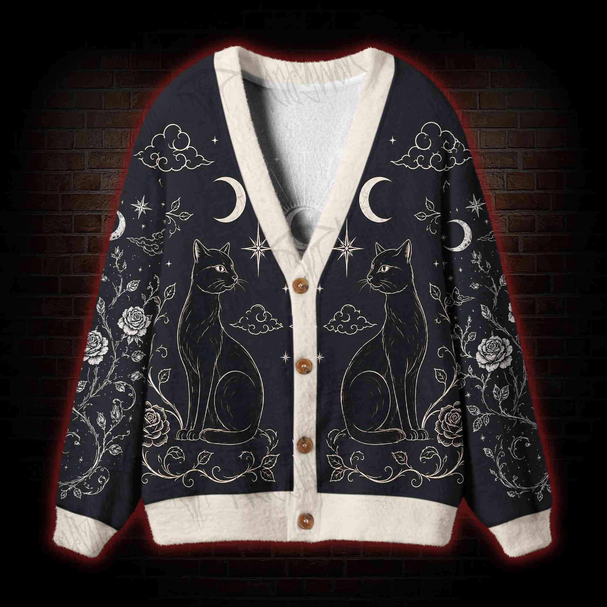 Celestial Cat Astrology Cardigan Sweater