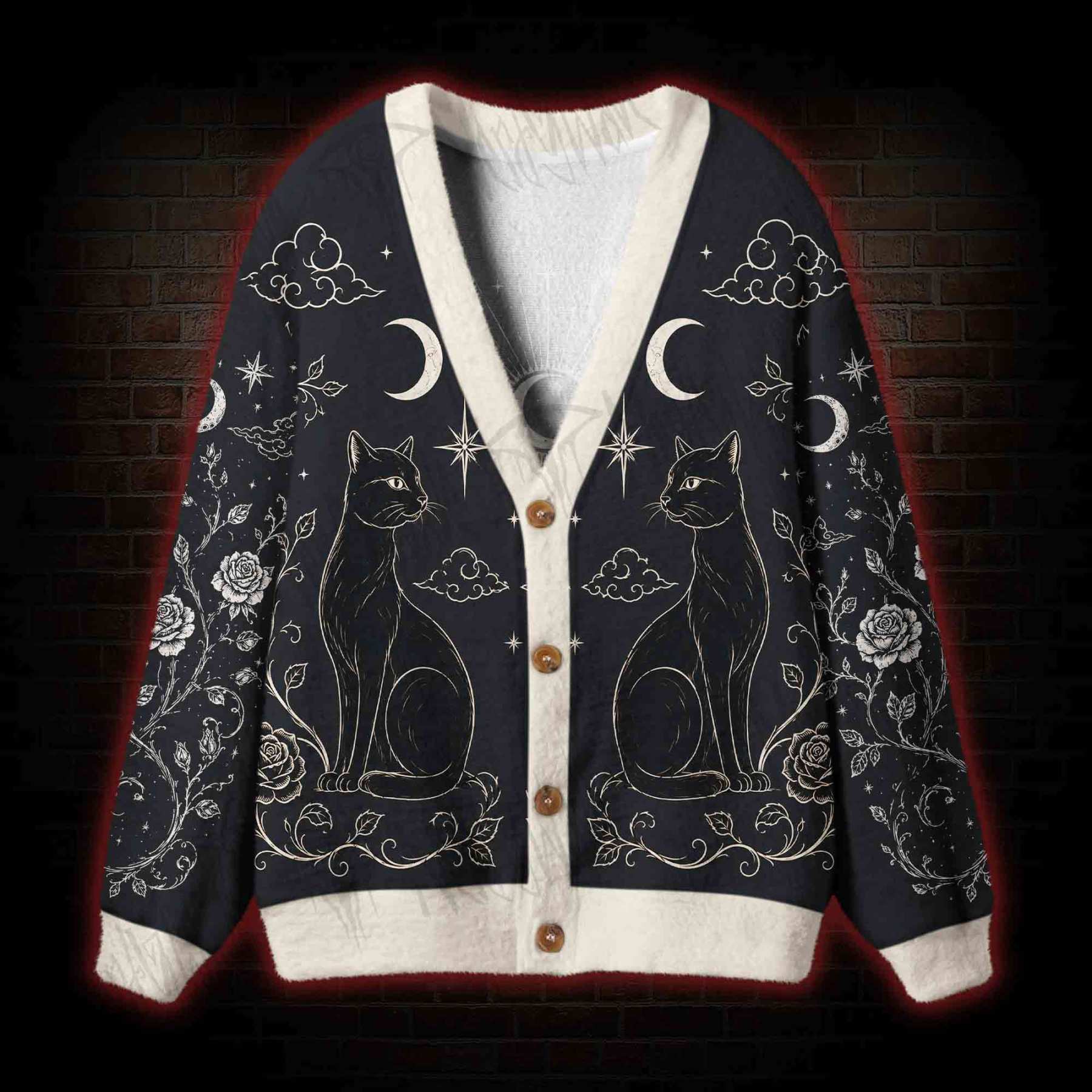 Celestial Cat Astrology Cardigan Sweater