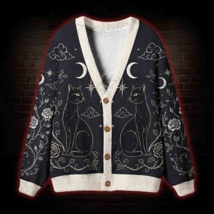 Celestial Cat Astrology Cardigan Sweater
