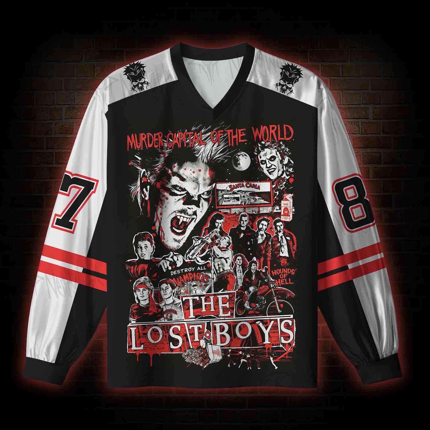 Destroy All Vampires V-Neck Long Sleeve Jersey