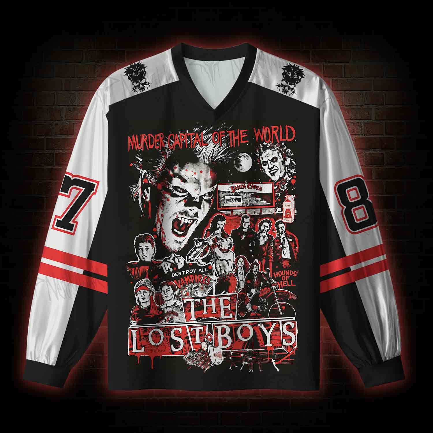 Destroy All Vampires V-Neck Long Sleeve Jersey