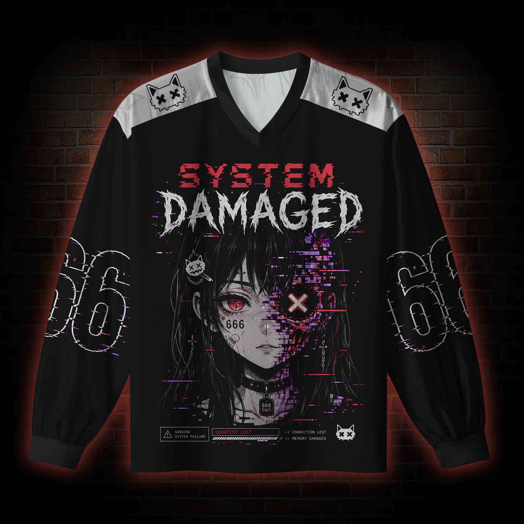 System Damage V-Neck Long Sleeve Jersey