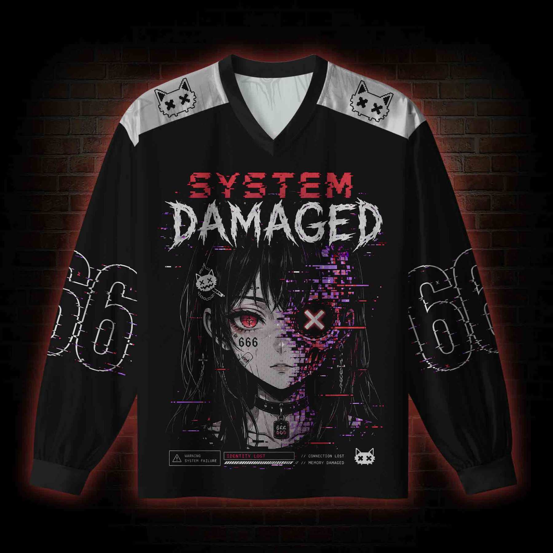 System Damage V-Neck Long Sleeve Jersey