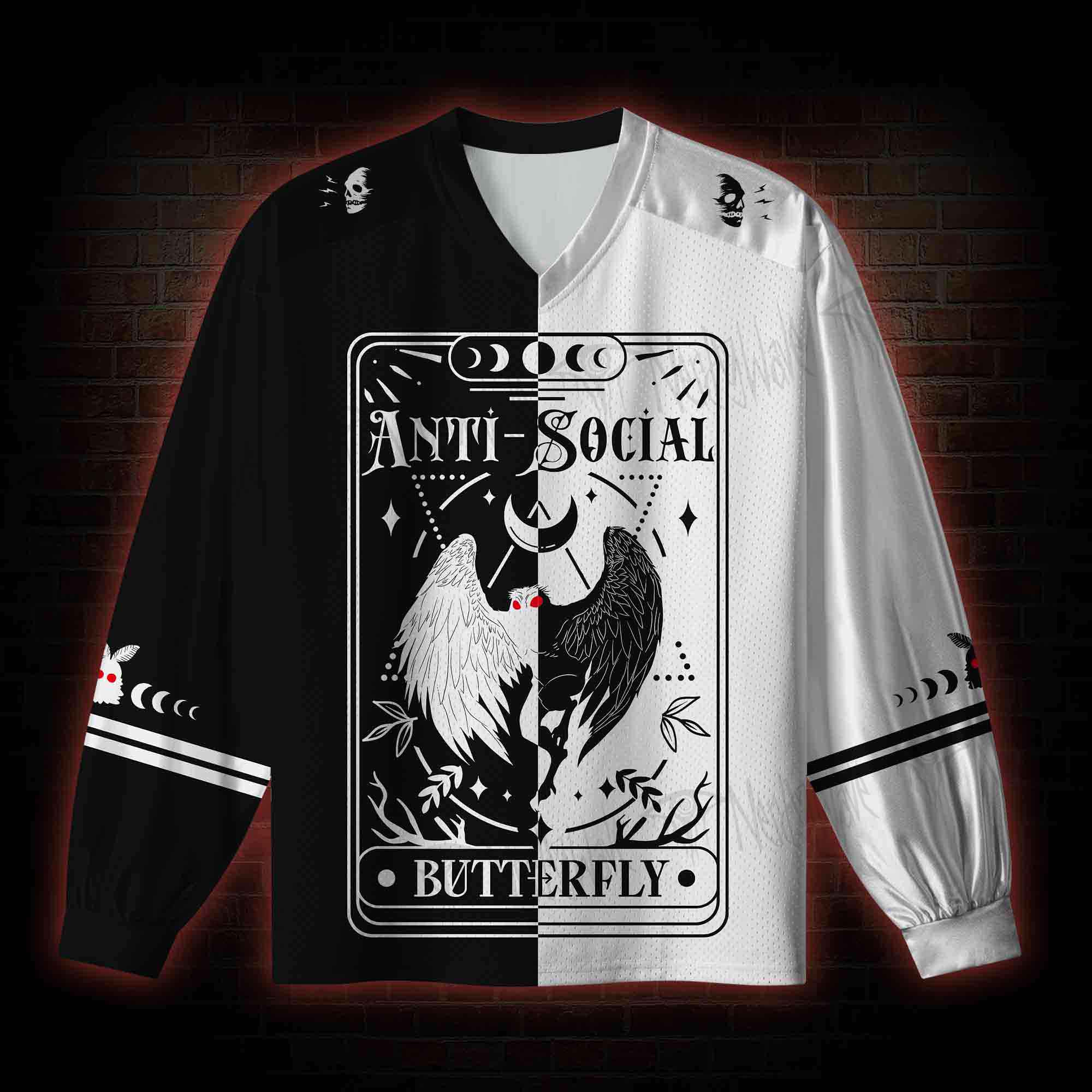 Anti-Social Butterfly V-Neck Long Sleeve Jersey