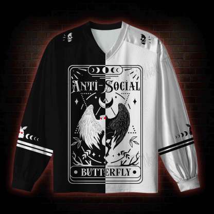 Anti-Social Butterfly V-Neck Long Sleeve Jersey