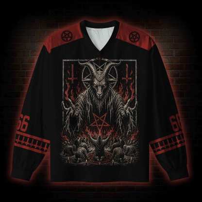 Baphomet Aesthetic V-Neck Long Sleeve Jersey