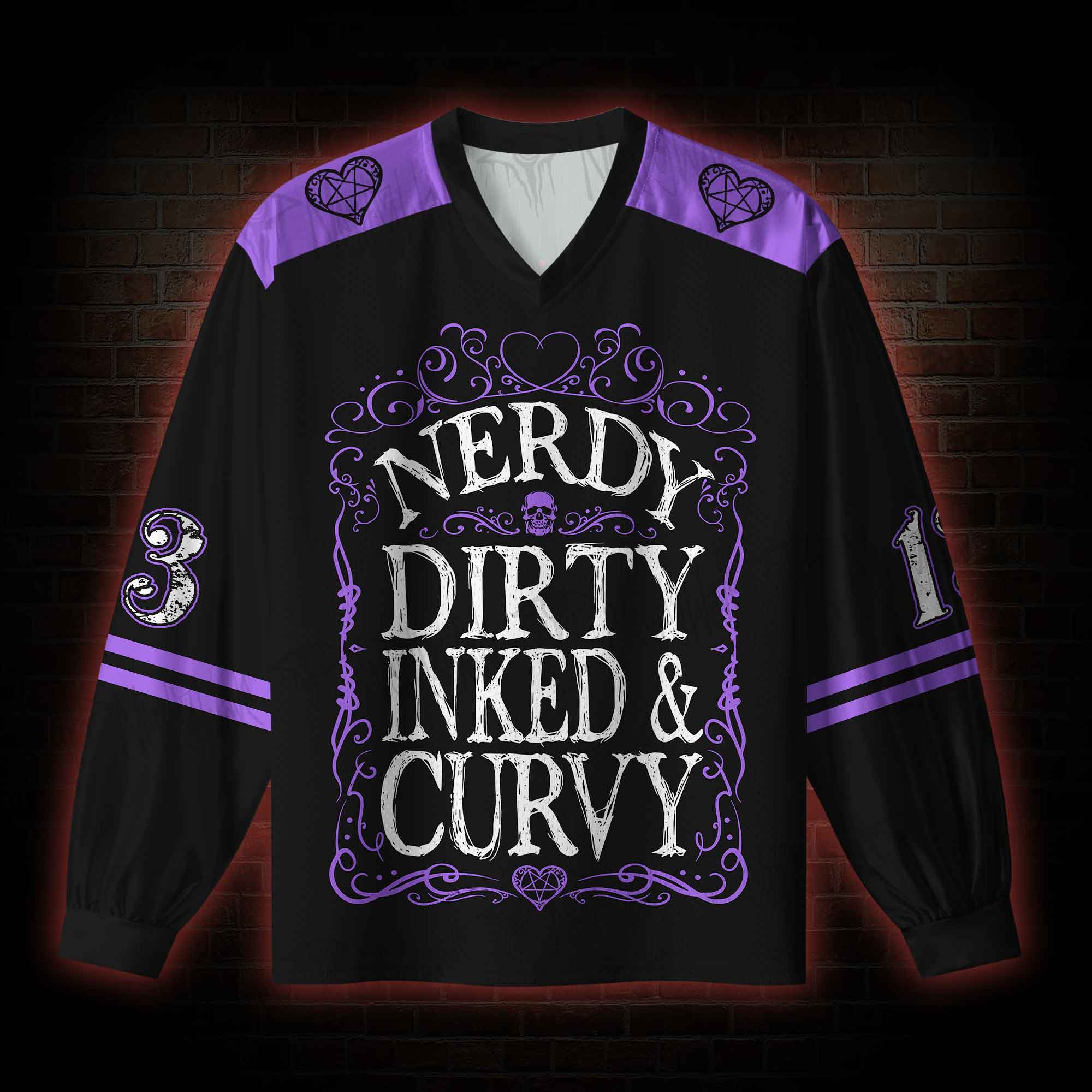 Dirty Inked&Curvy V-Neck Long Sleeve Jersey