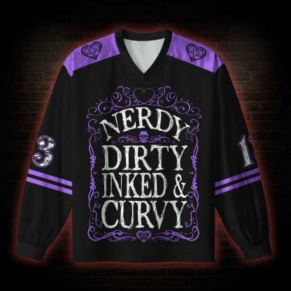Dirty Inked&Curvy V-Neck Long Sleeve Jersey