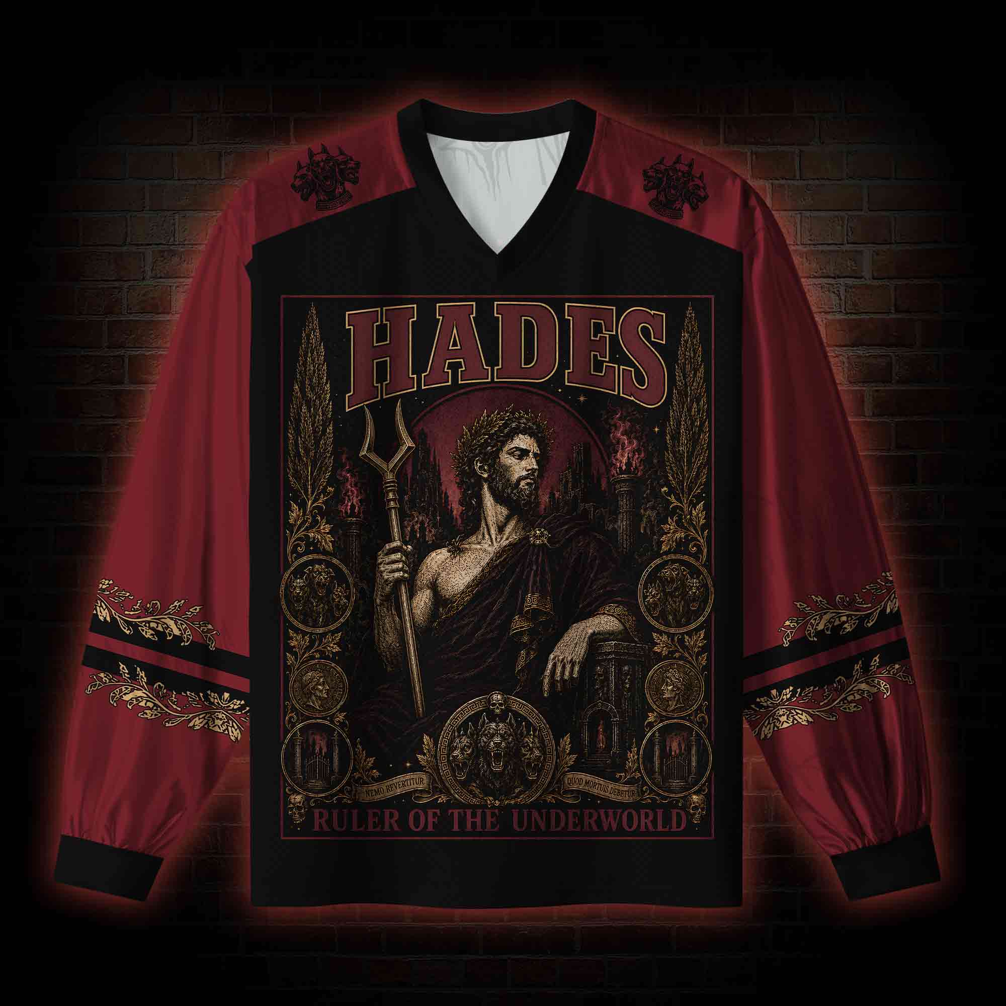 Hades Greek mythology V-Neck Long Sleeve Jersey